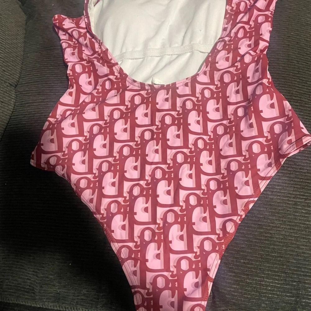 Dior Pink Logo One-Piece Swimsuit - Picture 3 of 3